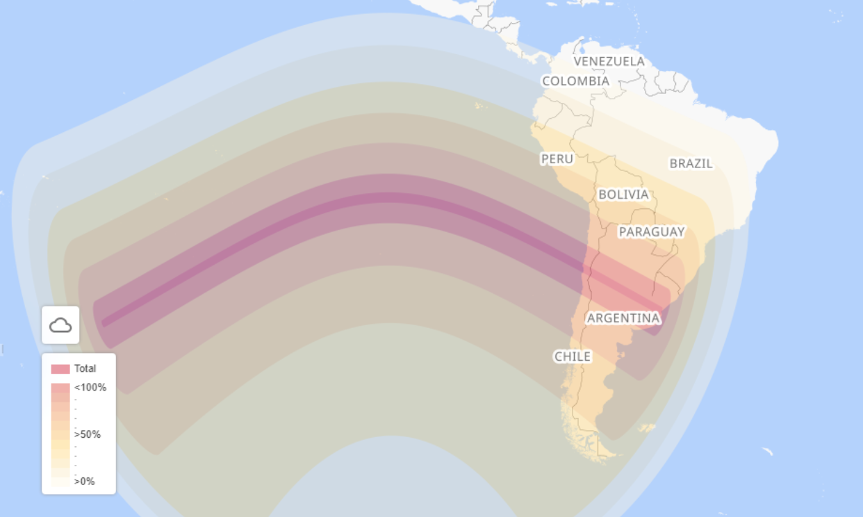  Solar Eclipse Path of Totality in South America July 2019